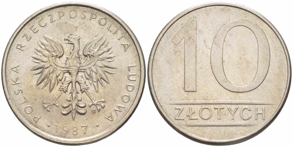 Польша 10 злотых 1987 MW KM 152.1, Parchimowicz 243d медно-никель 60-1337