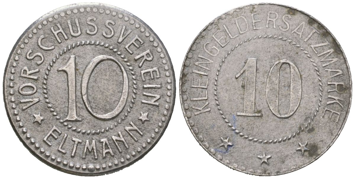 Эльтманн (Бавария) 10 пфеннингов ND Funck 116.4, Men05 6500.4, Men18 8149.4 железо 4169-1068