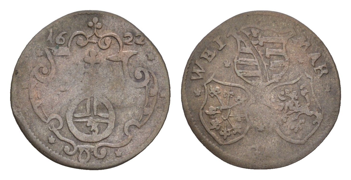 Саксен-Веймар 3 пфеннига 1622 Koppe 234 серебро 1515-142