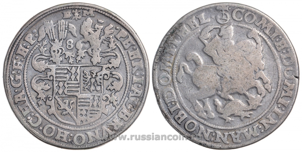 Мансфельд 1 талер 1586 BM, Dav. 9506, Tornau 573g серебро 00-000-00