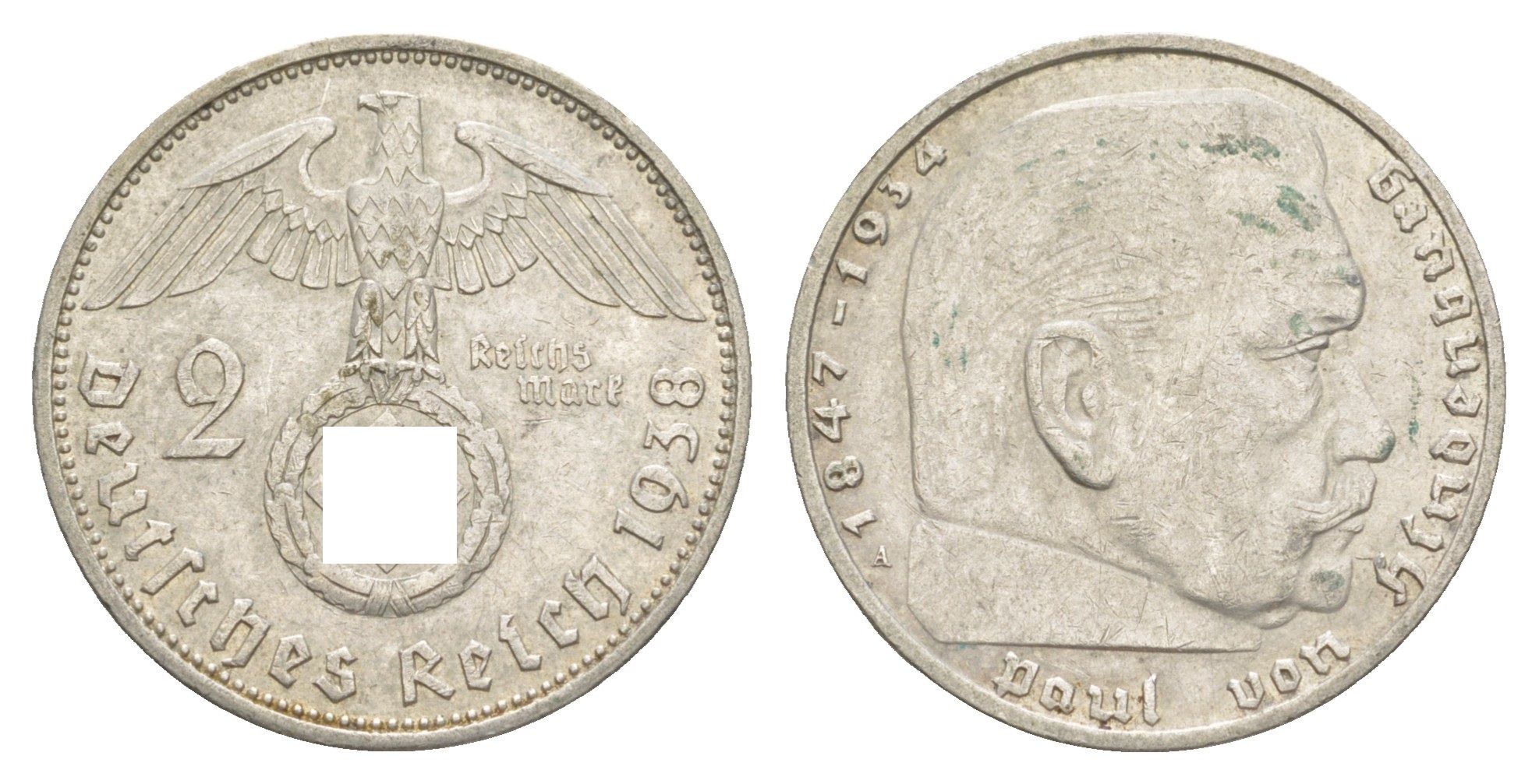 Германия 2 рейхсмарки 1938 A KM 93 серебро 4641-857