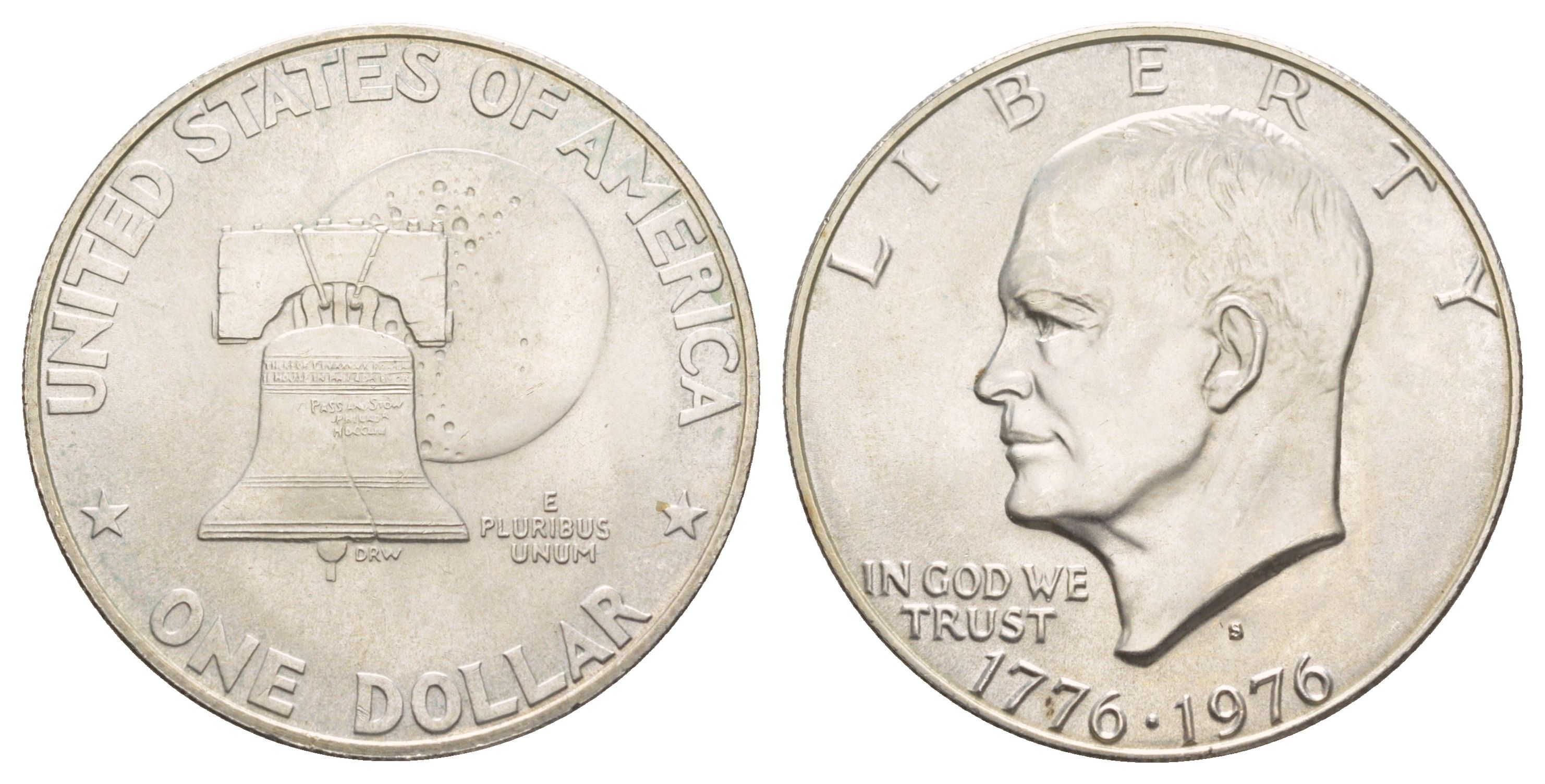 США 1 доллар 1976 S, Президент Эйзенхауэр, 200 лет независимости США KM 206a серебро BU 272-912