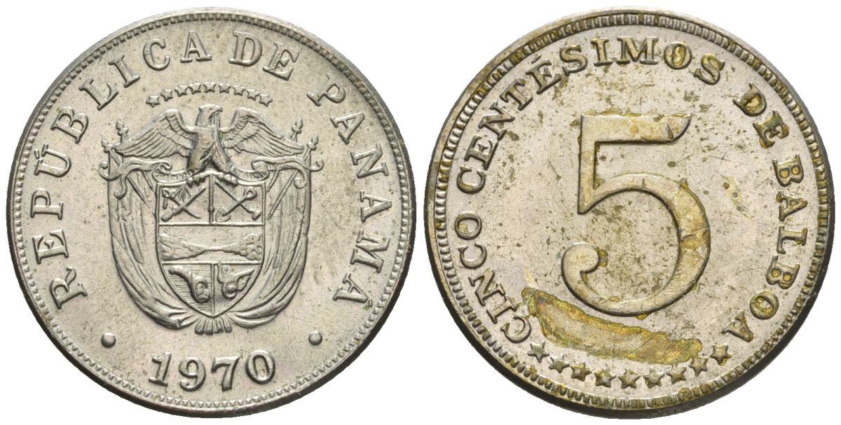 Панама 5 сентесимо 1970  KM 23.2 медно-никель    85-624