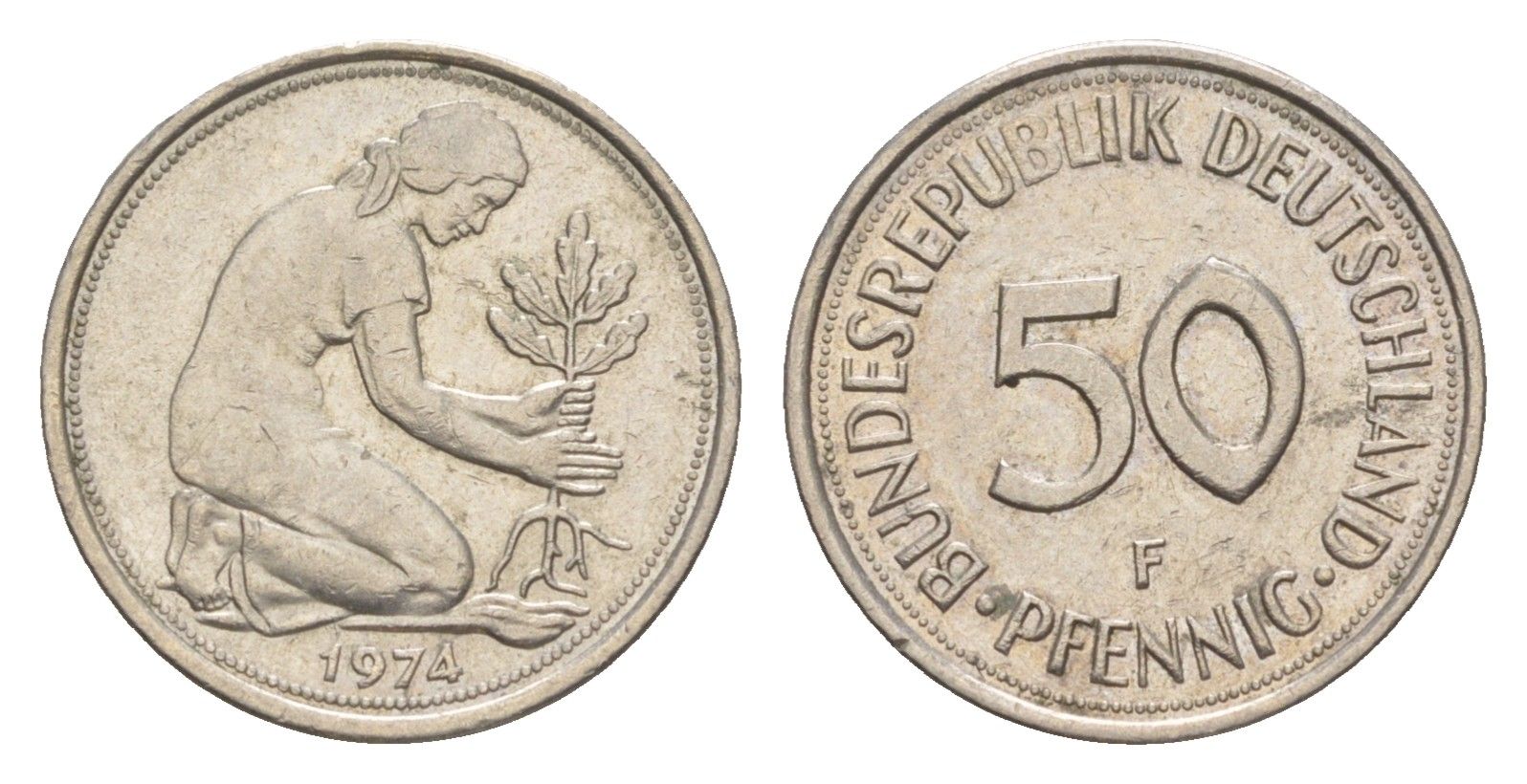 ФРГ 50 пфеннигов 1974 F KM 109, J. 384 медно-никель 4613-1133