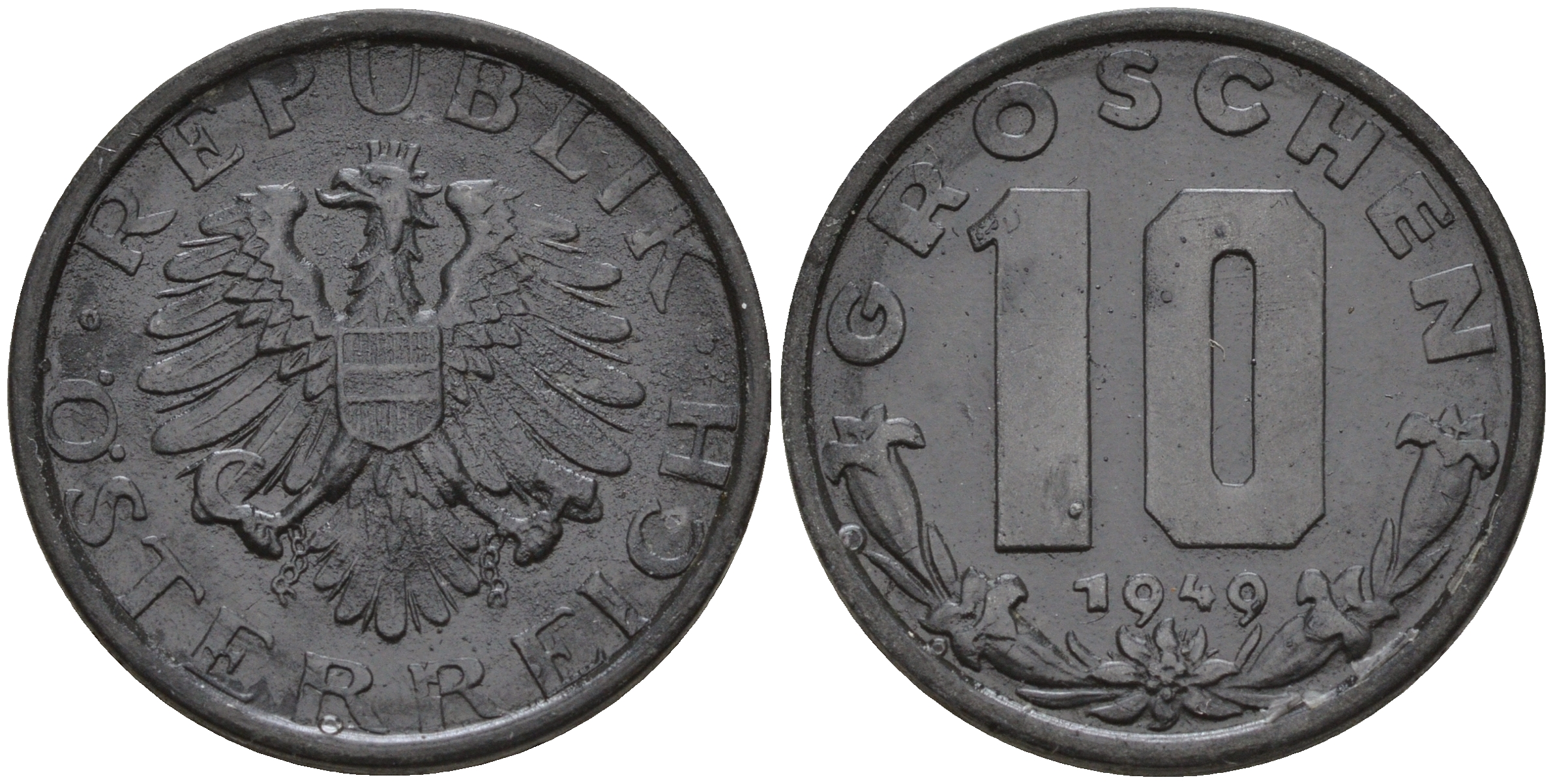 Австрия 10 грошей 1949  KM 2874 цинк    4153-225