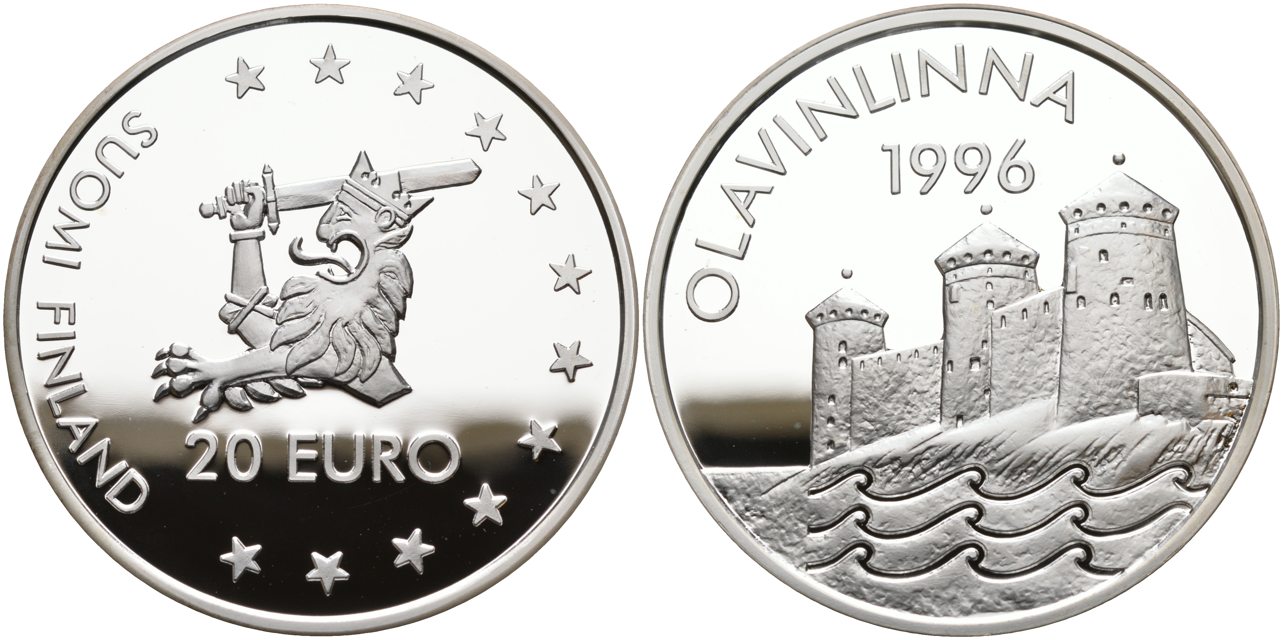 Финляндия 20 евро 1996 Крепость Олавинлинна серебро PROOF 02-207-44