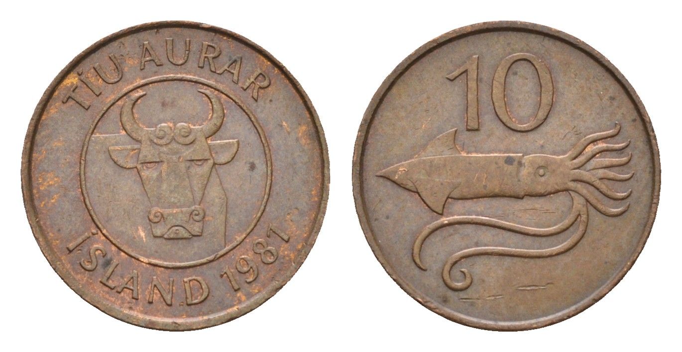 Исландия 10 эйре 1981 KM 25 бронза 4690-736