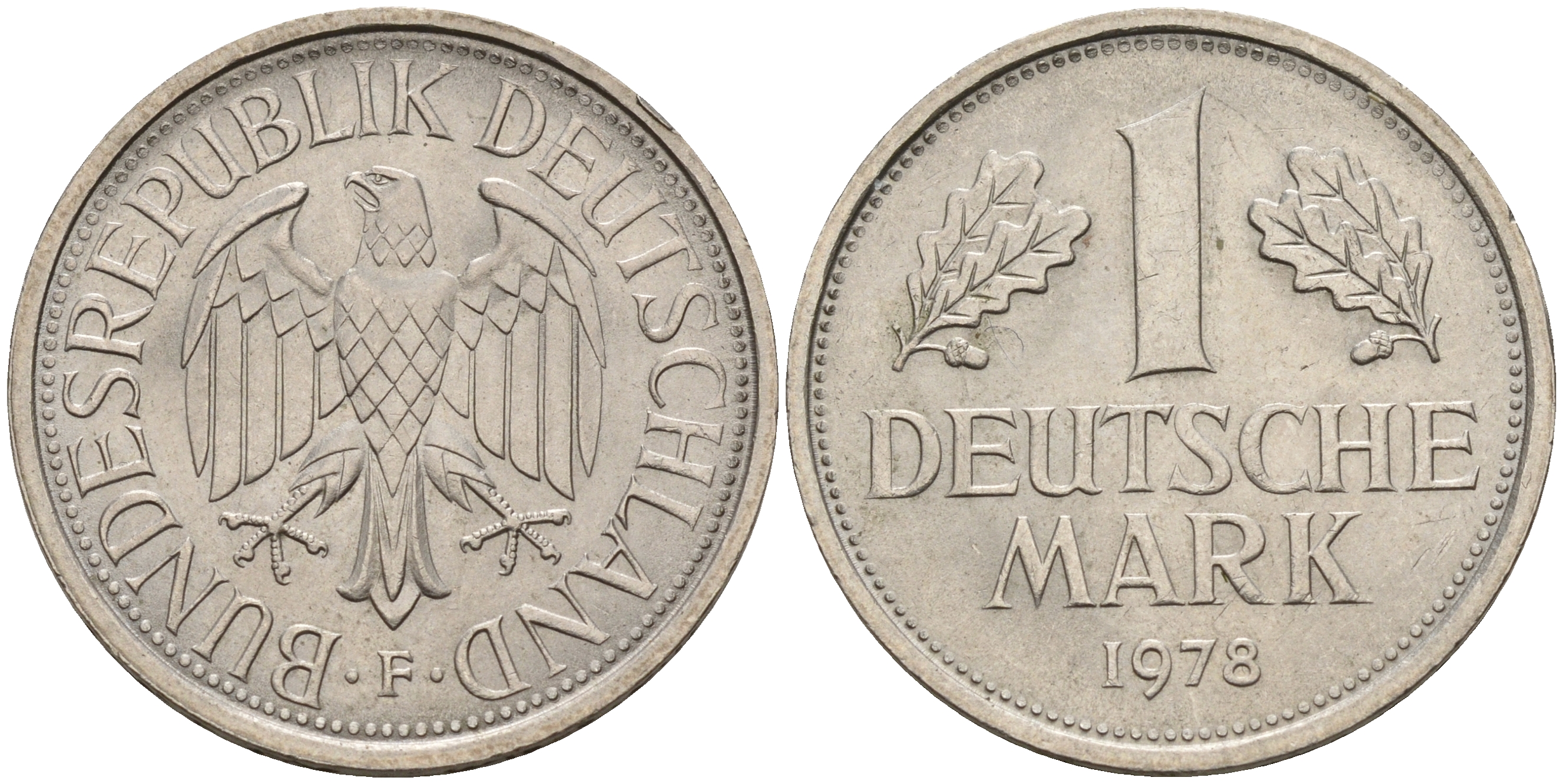 ФРГ 1 марка 1978 F KM 110, J.385 медно-никель  UNC  4153-526