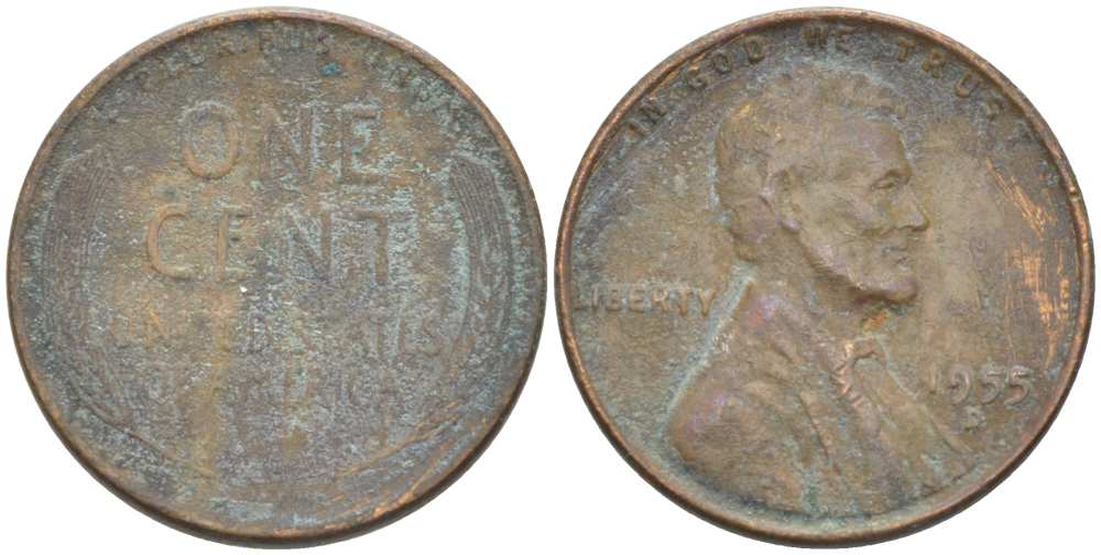 США 1 ЦЕНТ 1955 D, ЛИНКОЛЬН KM А132 медь цинк 218-646