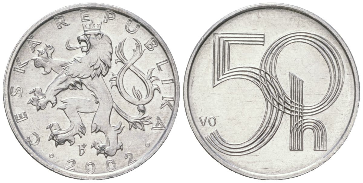 Чехия 50 геллеров 2002 b’ KM 3 алюминий aUNC 4528-536