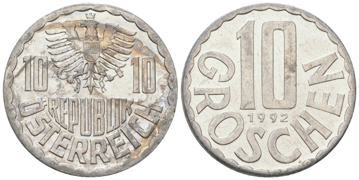 Австрия 10 грошей 1992 KM 2878 алюминий 4594-254