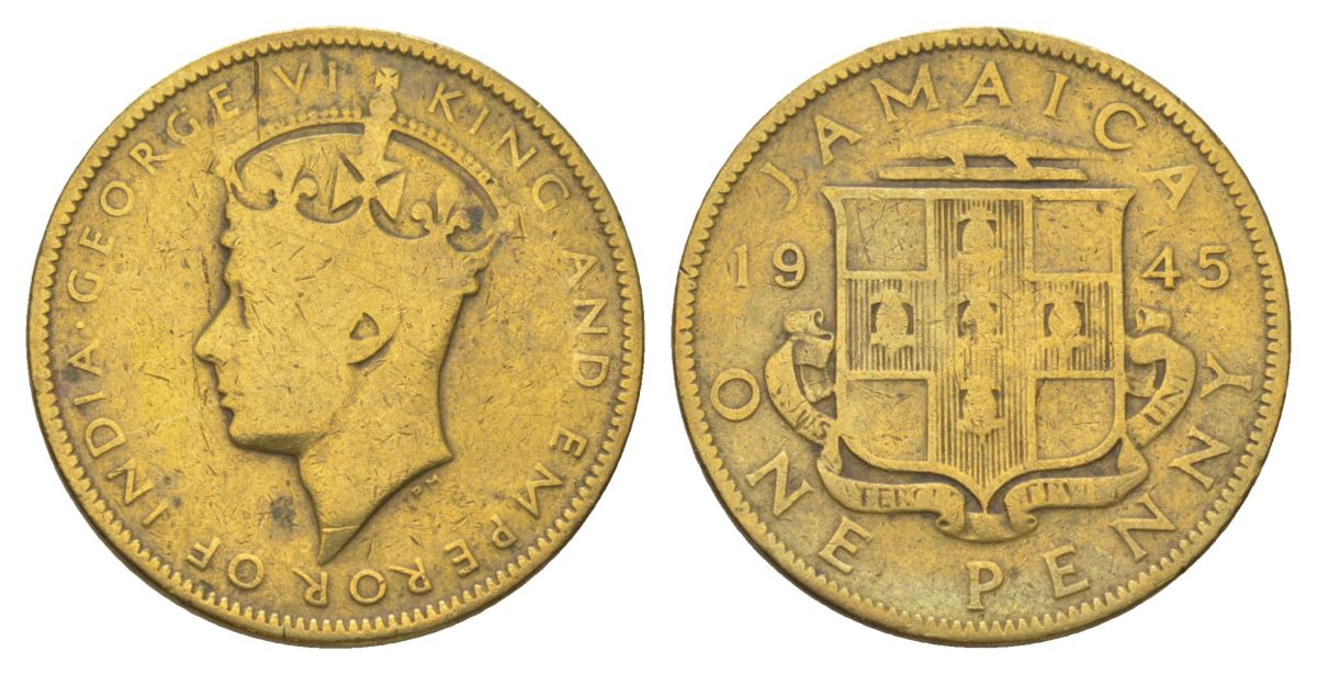Ямайка 1 пенни 1945 KM 32 никель латунь 4628-522