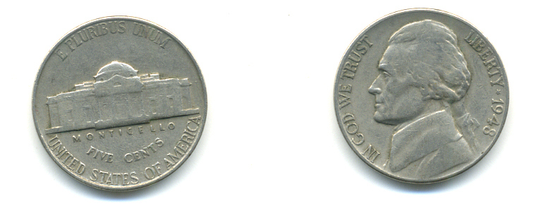 США 5 ЦЕНТОВ 1948 ДЖЕФФЕРСОН KM A192 медно-никель 89-421