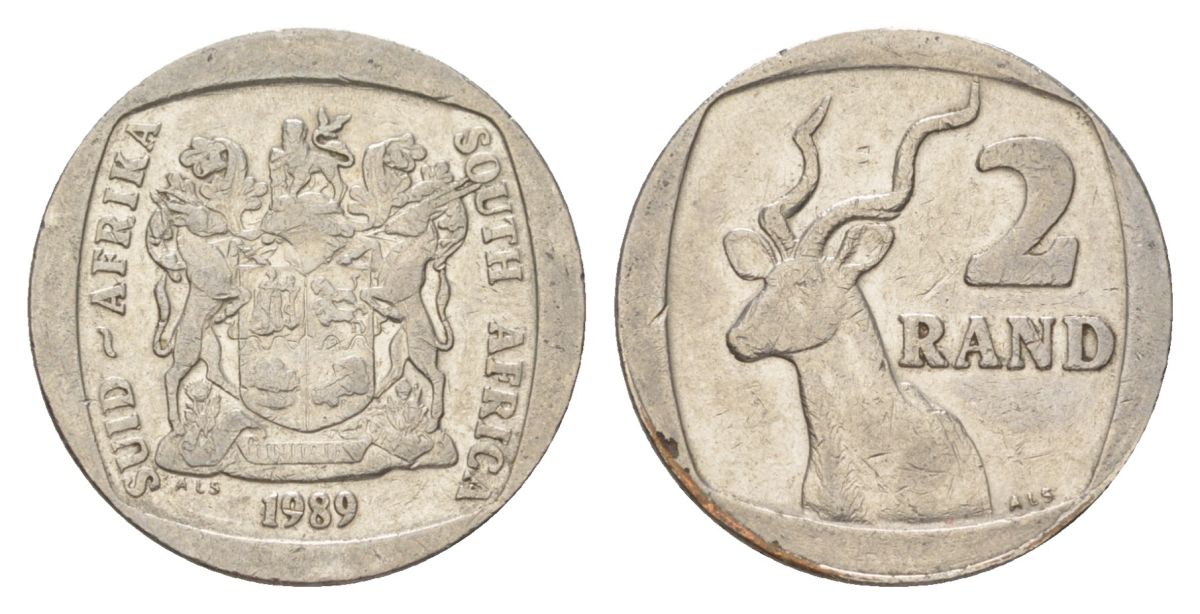 ЮАР 2 ранда 1989 KM 139 медь плакированная никелем 4626-937