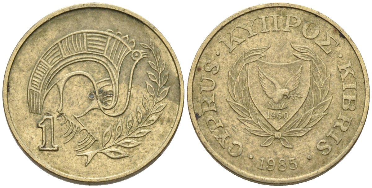 Кипр 1 цент 1985 KM 53.2 никель латунь 4174-1119