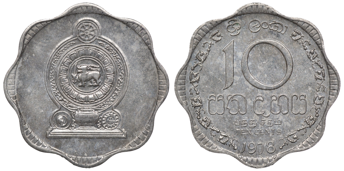 Шри-Ланка 10 центов 1978 KM 140 a алюминий 4118-515