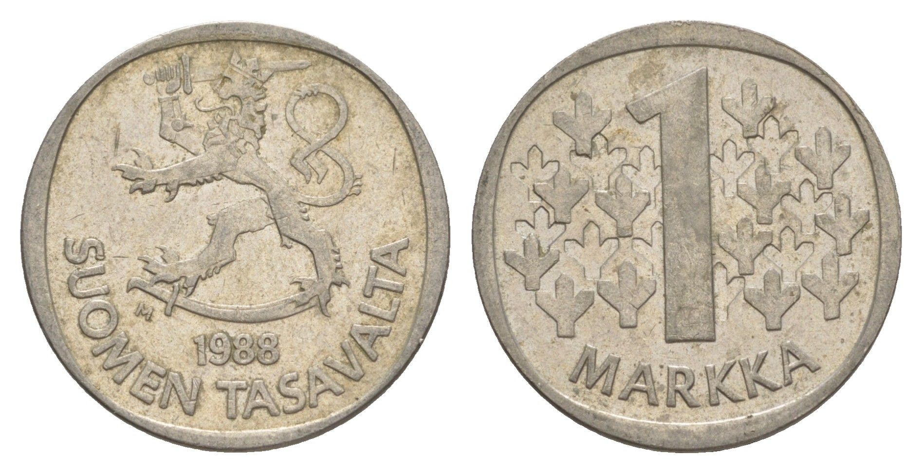 Финляндия 1 марка 1988 KM 49a медно-никель 4648-555