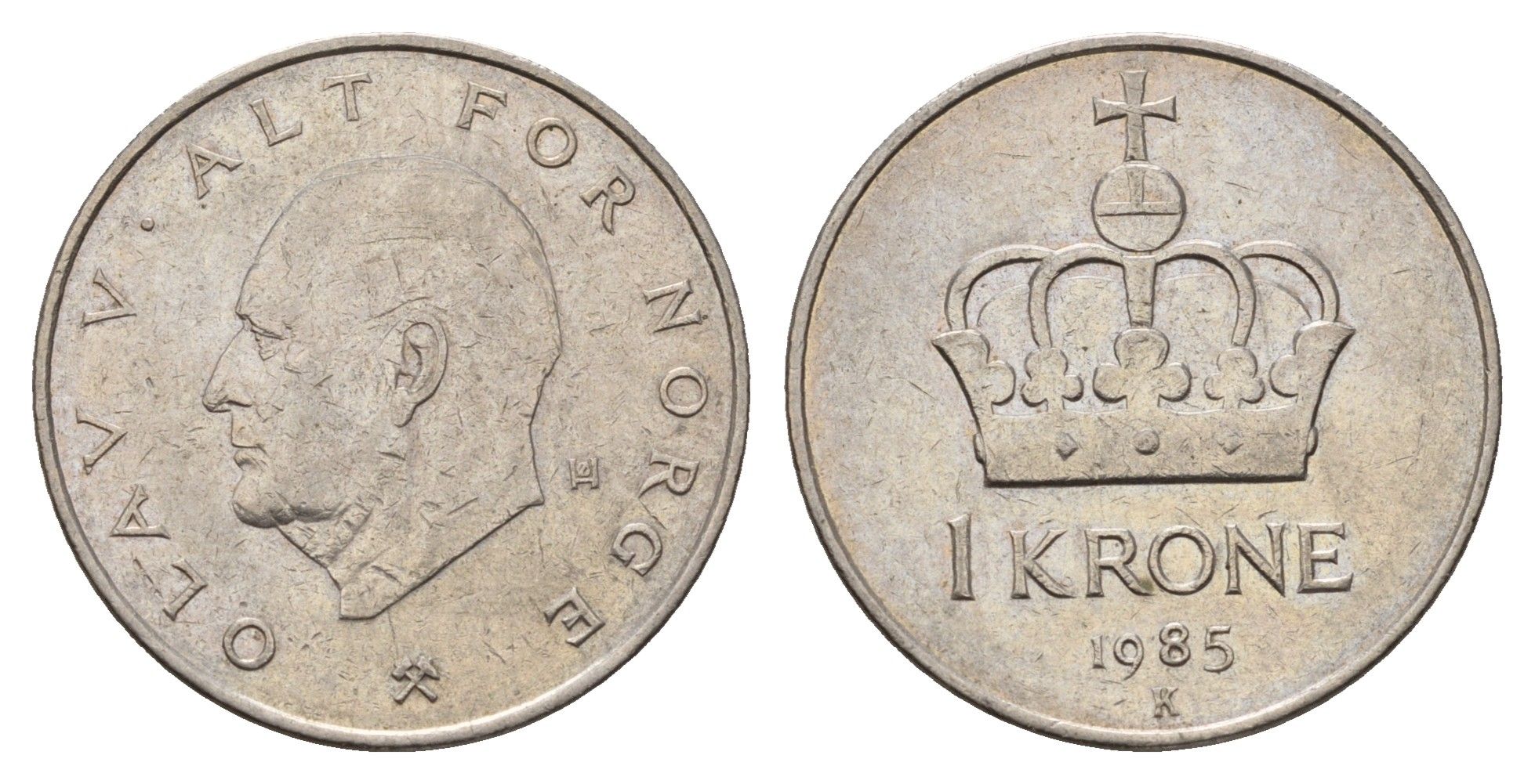 Норвегия 1 крона 1985 Улаф V (1957-1991) KM 419 медно-никель 190-932