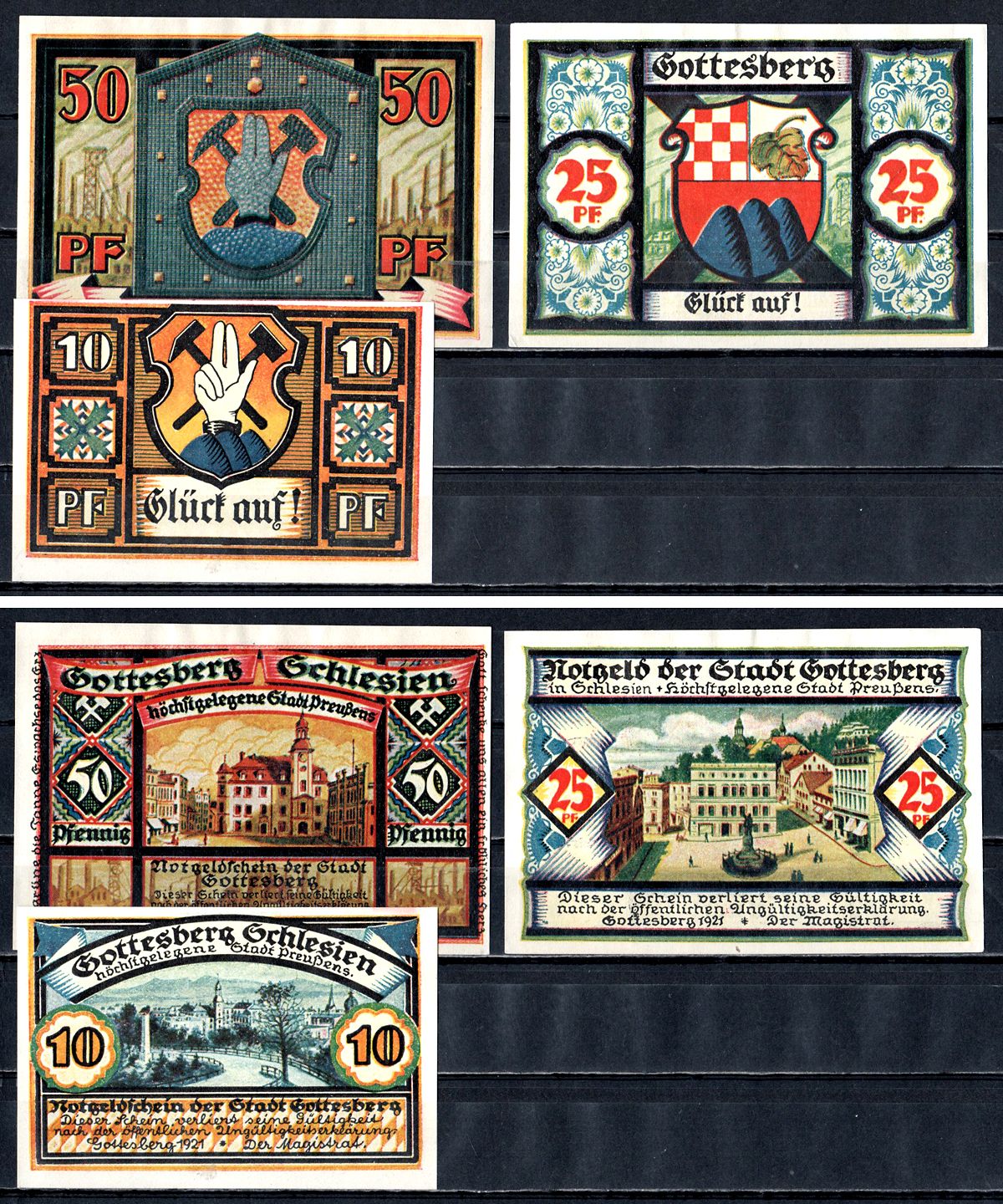 Готтесберг (Пруссия, Силезия) набор из 3 нотгельдов 1921 7556-11-1-2