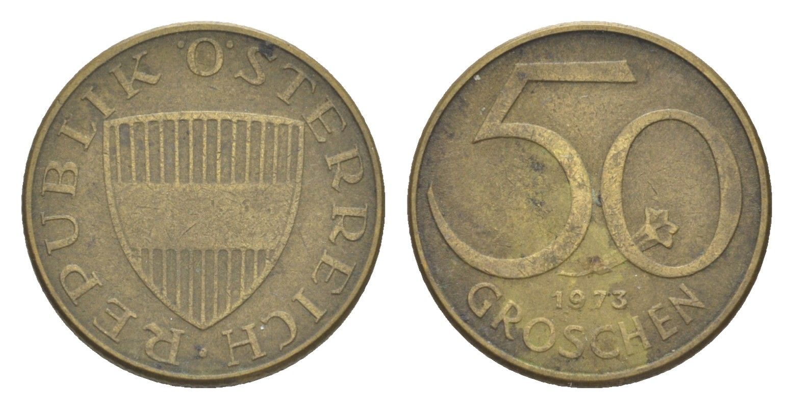 Австрия 50 грошей 1973 KM 2885 алюминиевая бронза 4124-217