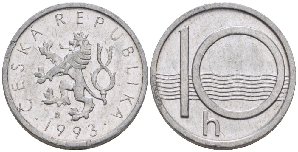 ЧЕХИЯ 10 ГЕЛЛЕРОВ 1993 KM 6 алюминий 84-363