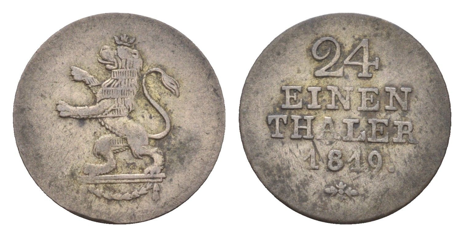 Гессен-Кассель 1/24 талера 1819 Фридрих Вильгельм I (1847-1866) KM 554.1 серебро 1531-1535