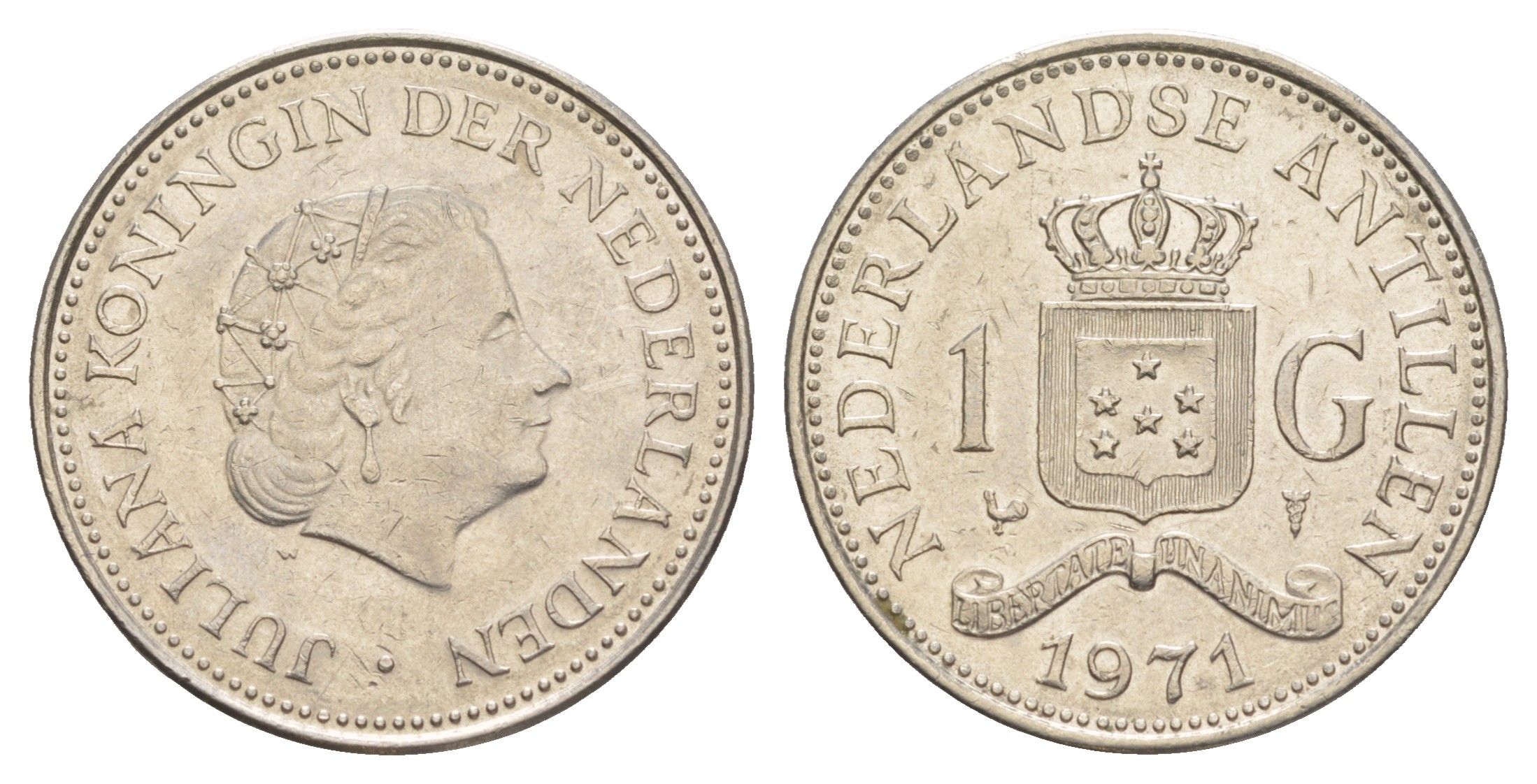 Нидерландские Антильские острова (Нидерландские Антилы) 1 гульден 1971 Юлиана (1948-1980) KM 12 никель 4646-645