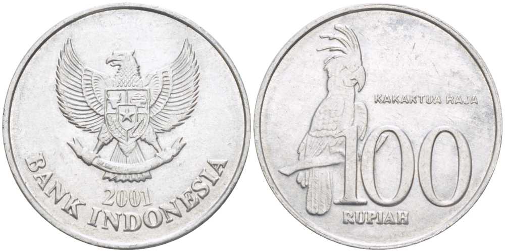 Индонезия 100 рупий 2001 черный пальмовый какаду KM 61 алюминий 213-644