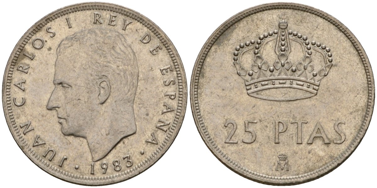 Испания 25 песет 1983 Хуан Карлос I (1975-2014) KM 824 медно-никель 183-114