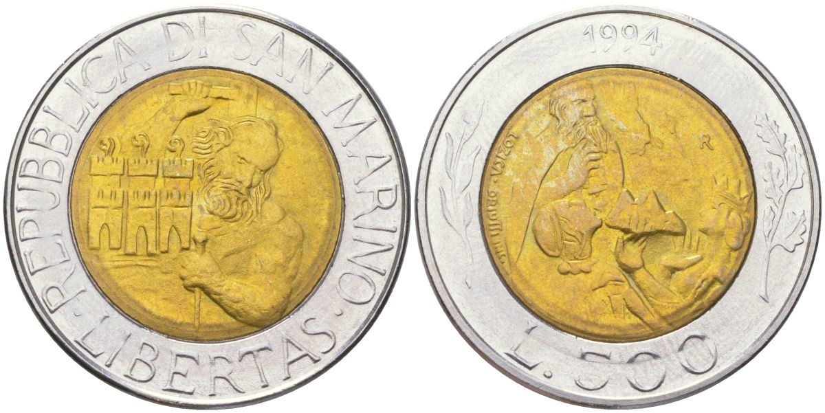 Сан-Марино 500 лир 1994 ФАО KM 314 биметалл UNC 4148-827