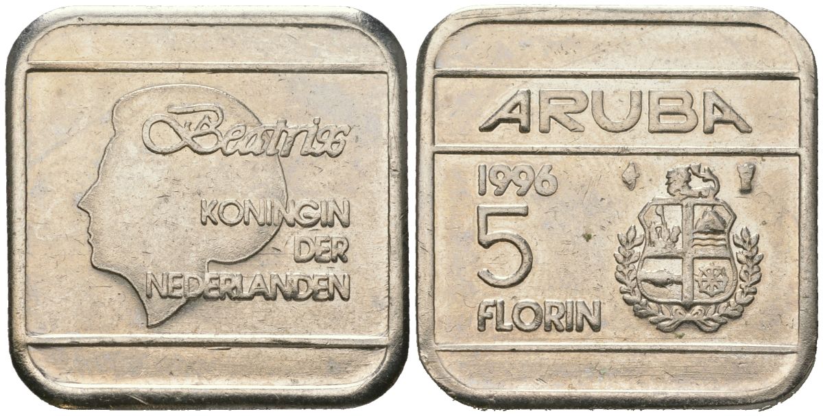 Аруба 5 флоринов 1996 Беатрикс (1980-2013) KM 12 сталь плакированная никелем 4619-427