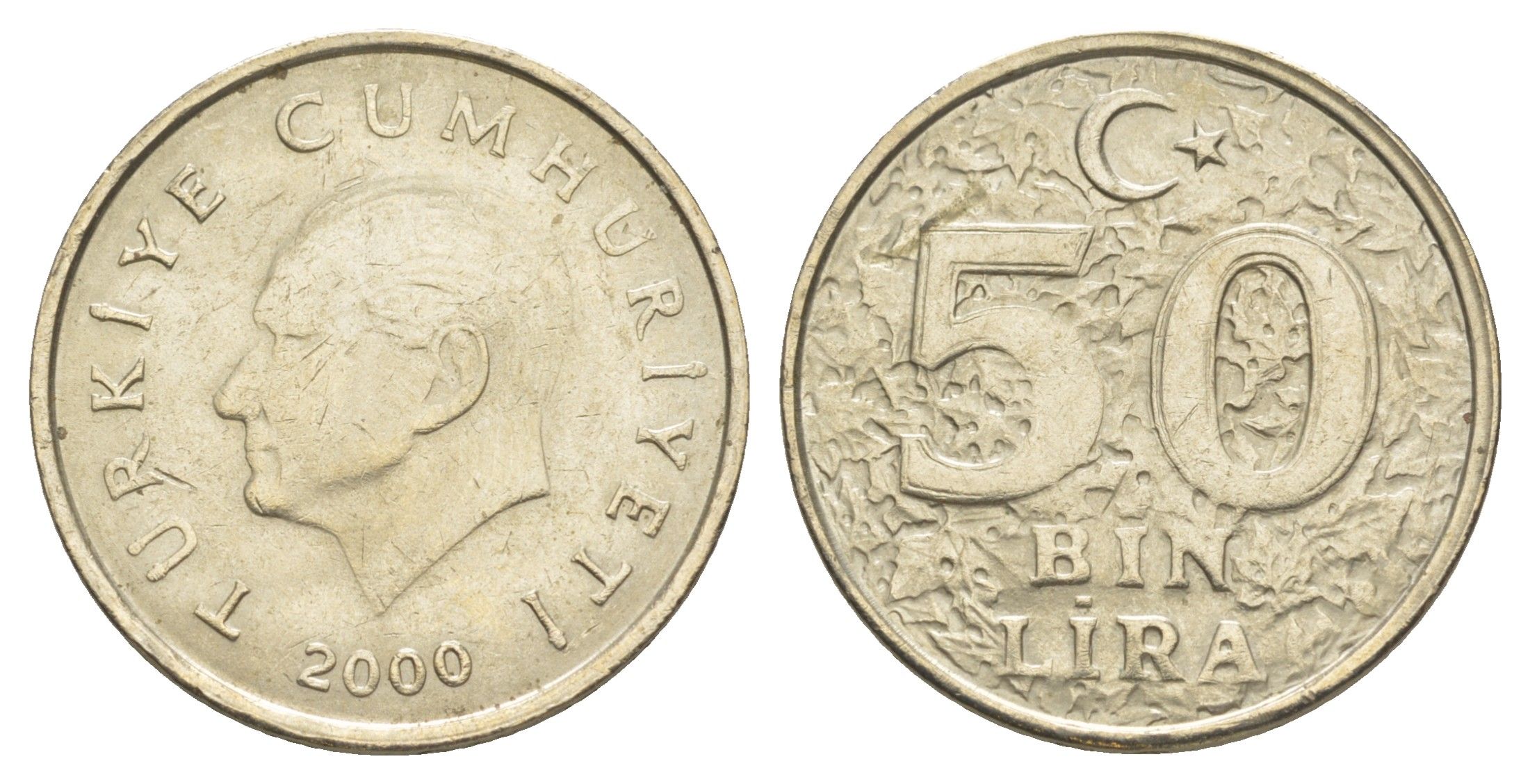 Турция 50000 лир 2000 Кемаль Ататюрк KM 1056 медь цинк никель UNC 4648-926