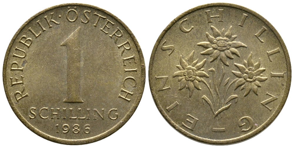 Австрия 1 шиллинг 1986 KM 2886 алюминиевая бронза 53-312