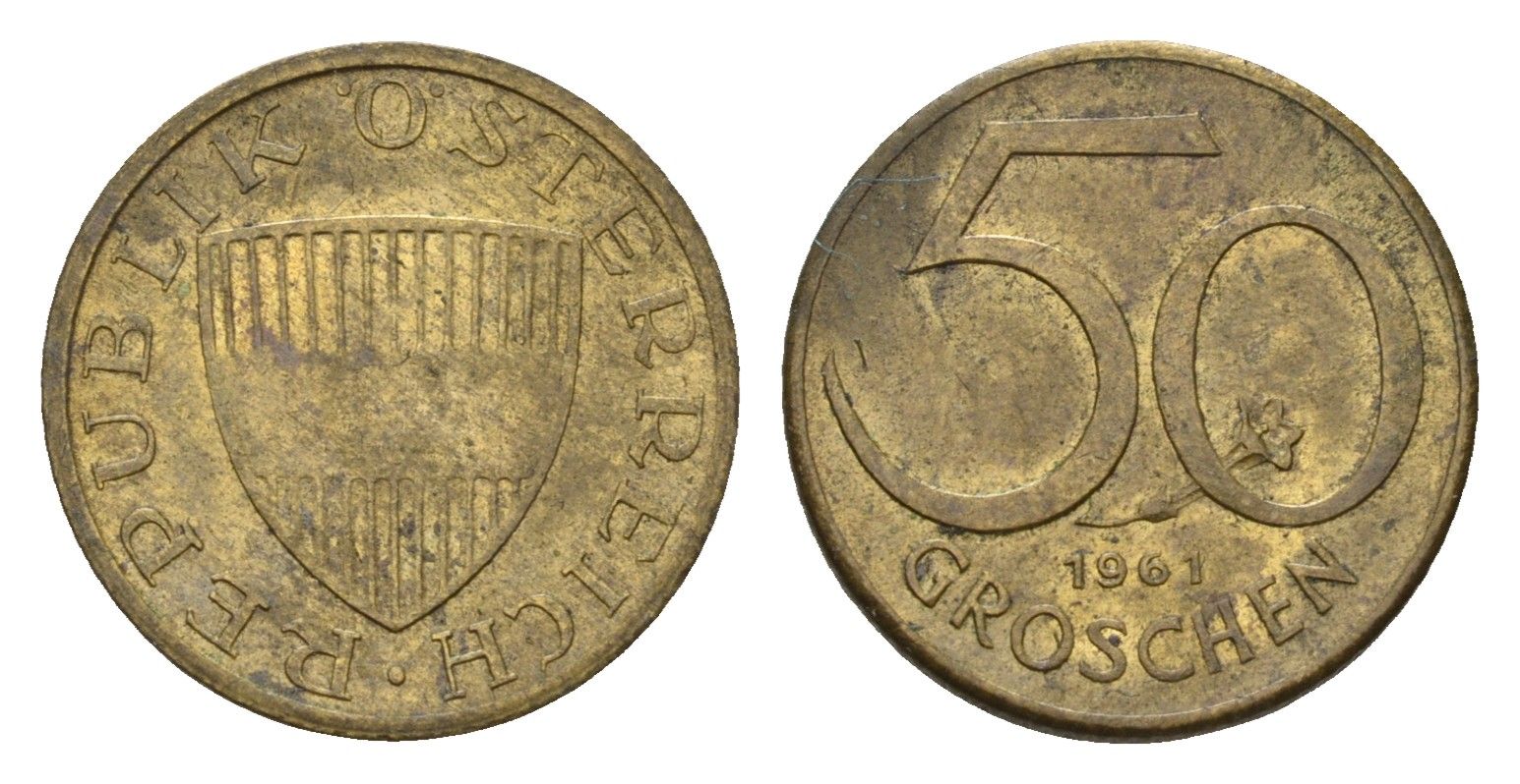 Австрия 50 грошей 1963 KM 2885 алюминиевая бронза 4669-719