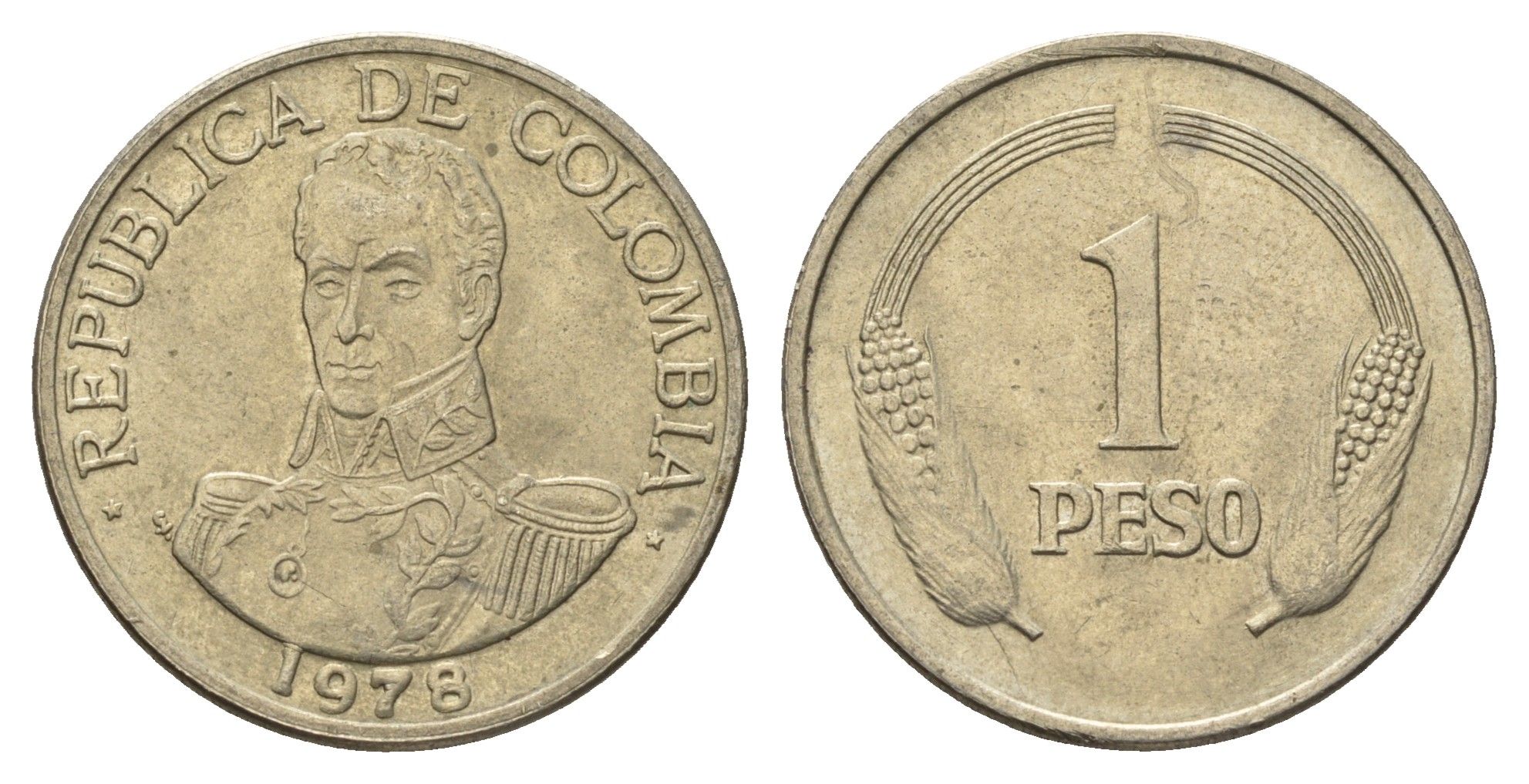 Колумбия 1 песо 1978 Симон Боливар KM 258.2 медно-никель UNC 4698-127
