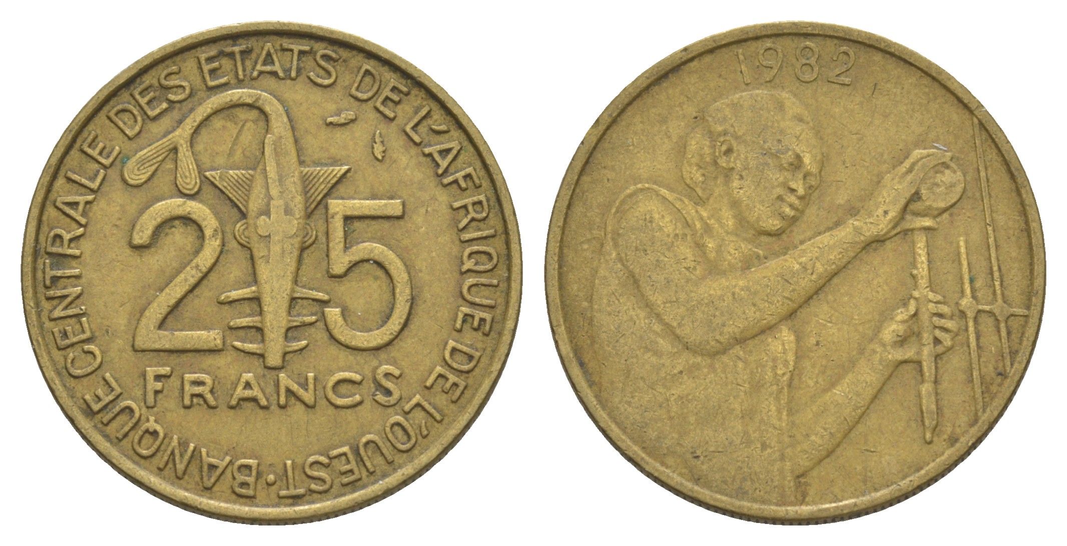 Западная Африка (BCEAO) 25 франков 1982 Центральный банк государств Западной Африки KM 9 алюминиевая бронза 4642-256