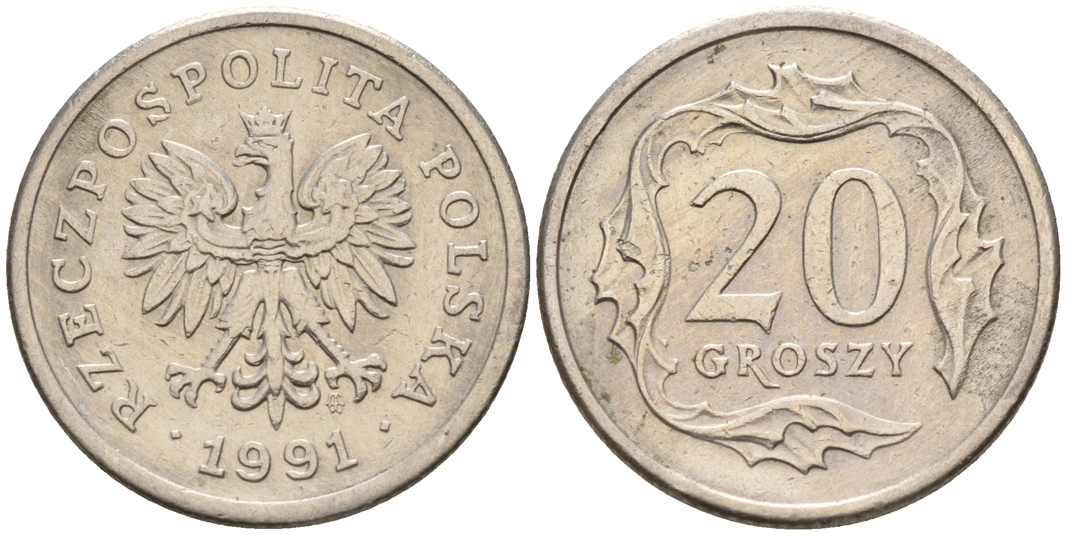 Польша 20 грошей 1991 MW KM 280 медно-никель    4564-238