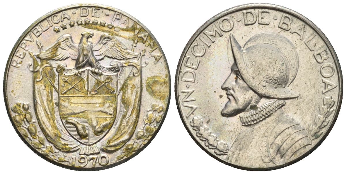 Панама 1/10 бальбоа 1970  KM 10 медь плакированная медно-никелем  aUNC  4609-849