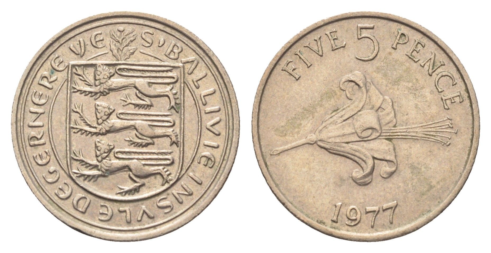 Гернси 5 пенсов 1977 KM 29 медно-никель 4703-1136
