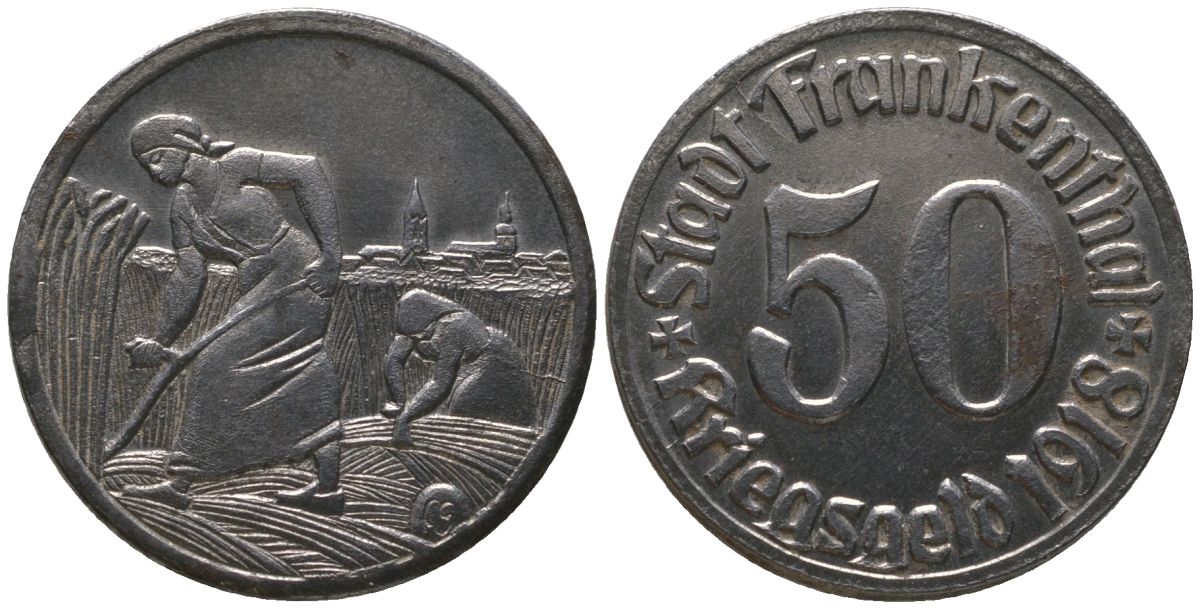 Франкенталь (Пфальц) (Бавария) 50 пфенингов 1918 Funck 135.12, Men05 7460.17, Men18 9381.17 железо aUNC 4604-853
