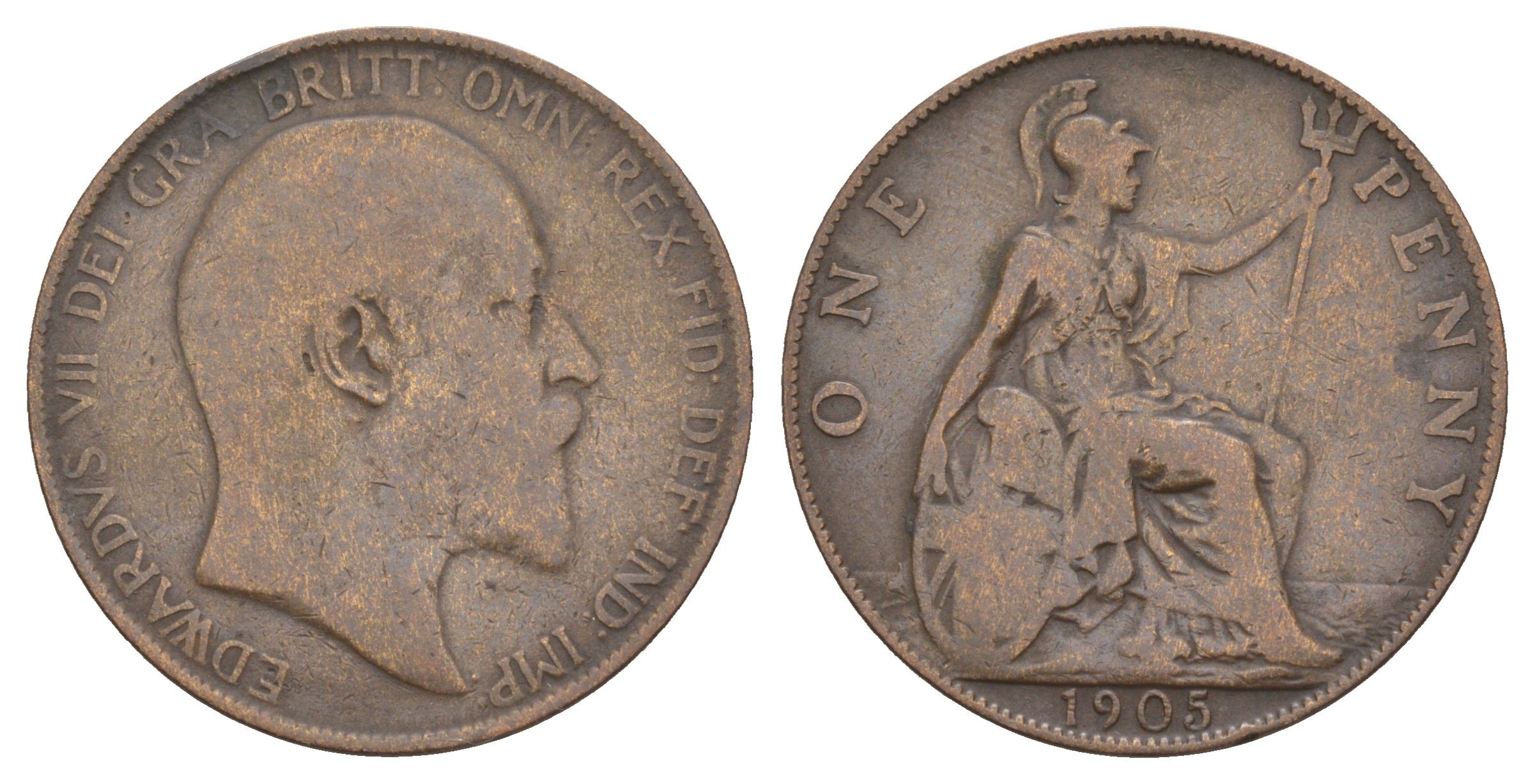 Великобритания 1 пенни 1905 Эдуард VII (1901-1910) KM 794.2, Spink 3990 бронза 111-626