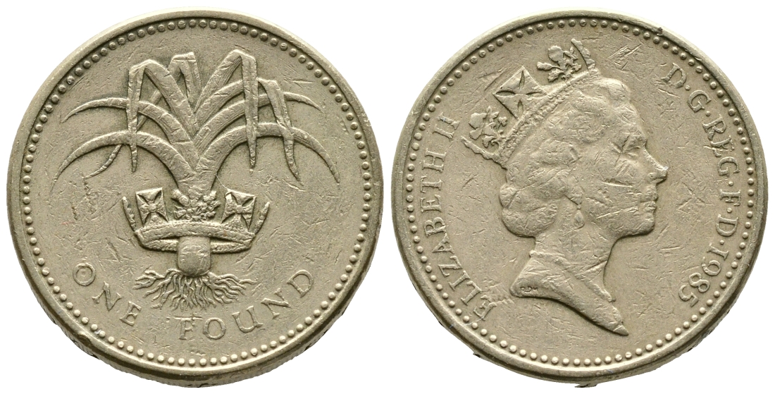 Великобритания 1 фунт 1985 Елизавета II (1952-2022) KM 941, Spink 4331 никель латунь 3999-1331