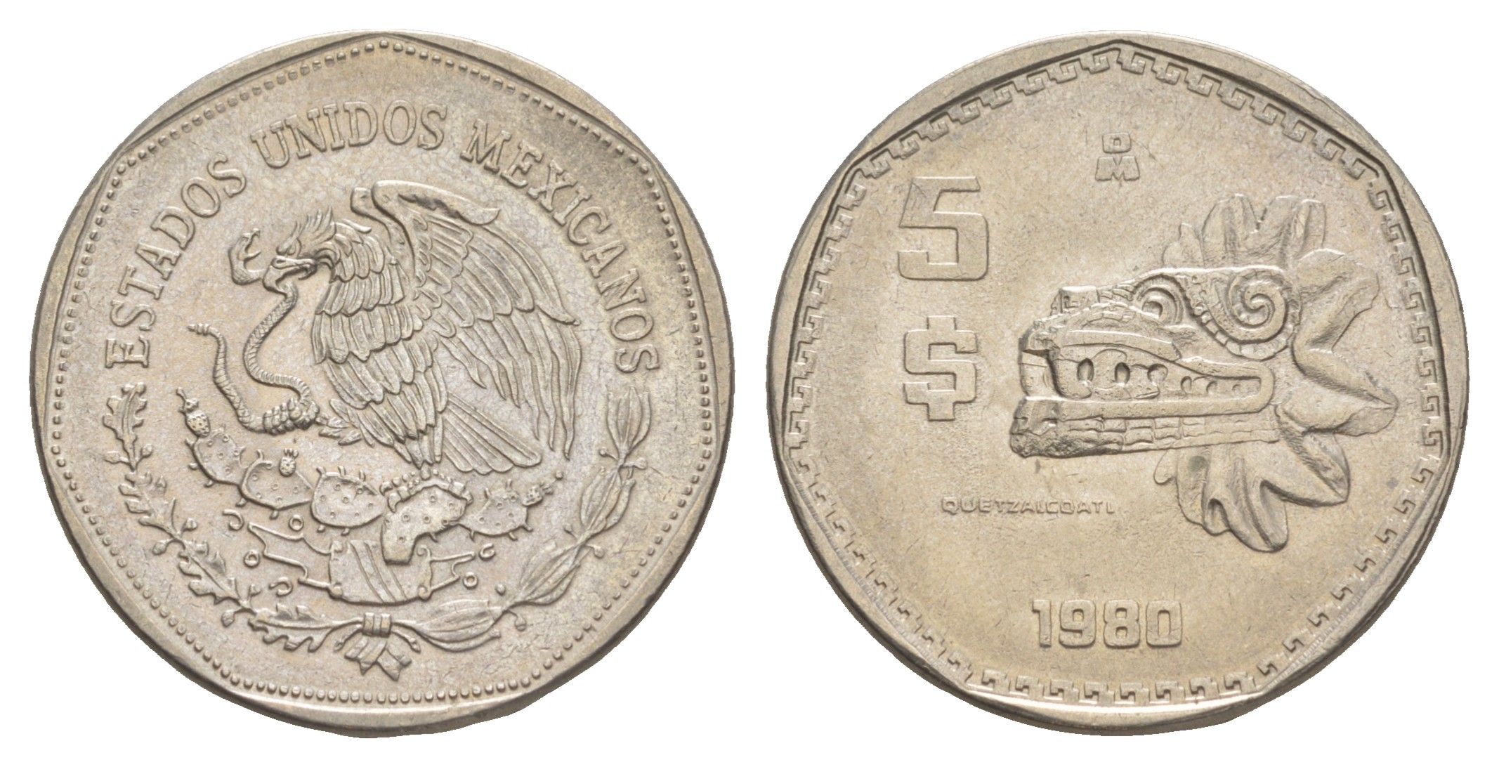 Мексика 5 песо 1980 Mo KM 485 медно-никель UNC 4637-641