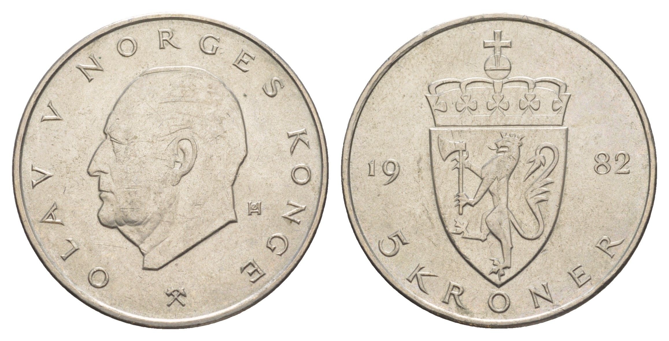 Норвегия 5 крон 1982 Улаф V (1957-1991) KM 420 медно-никель aUNC 4162-524