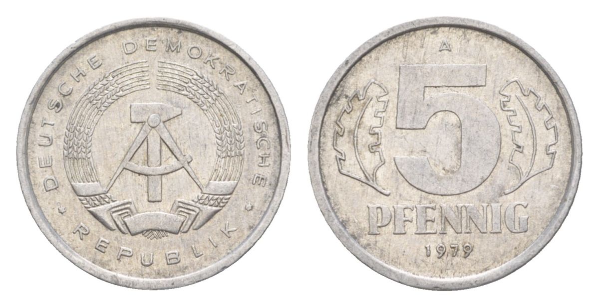 ГДР 5 пфеннигов 1979 A KM 9.2 алюминий 4630-633