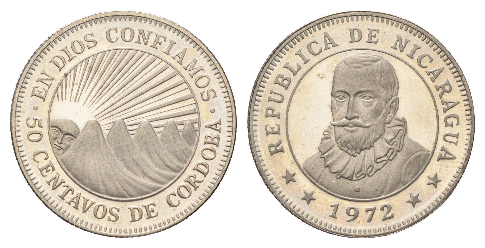 Никарагуа 50 сентаво 1972 KM 19.3 медно-никель PROOF 4127-1511