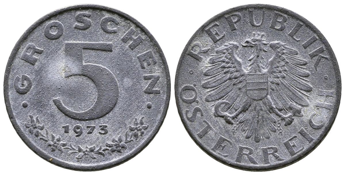 АВСТРИЯ 5 ГРОШЕЙ 1973 KM 2875 цинк 57-1357