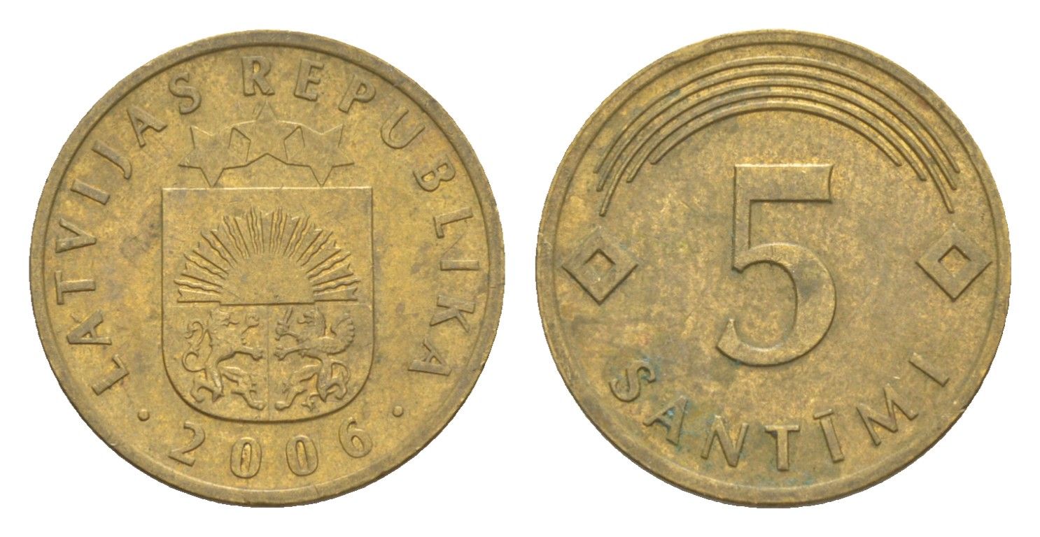 Латвия 5 сантимов 2006 KM 16 никель латунь 3999-1126