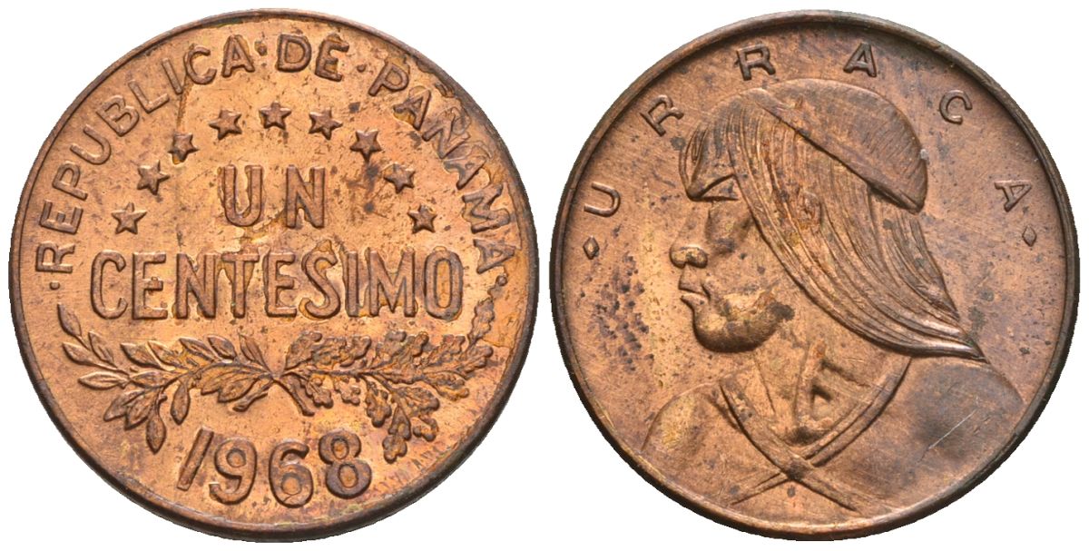 Панама 1 сентесимо 1968  KM 22 бронза  aUNC  4609-816