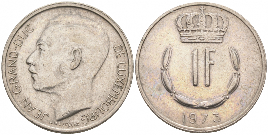 ЛЮКСЕМБУРГ 1 ФРАНК 1973 KM 55 медно-никель 68-621